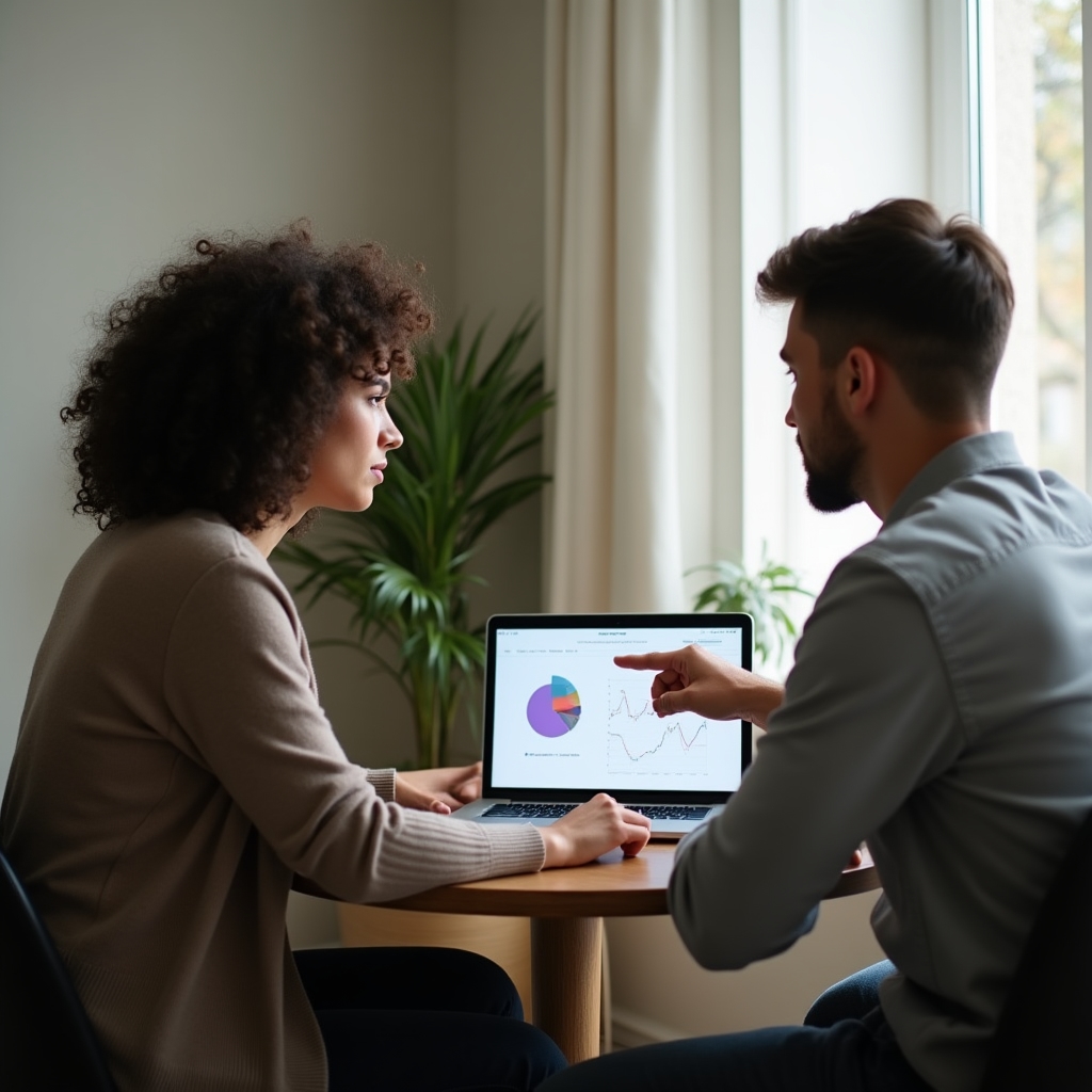 Mentor revisando individualmente el proyecto de un participante en una formación de inteligencia de negocio